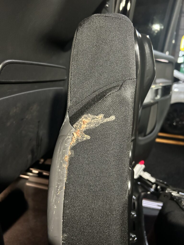 MG Gクラスのシートに嘔吐されている写真イメージ