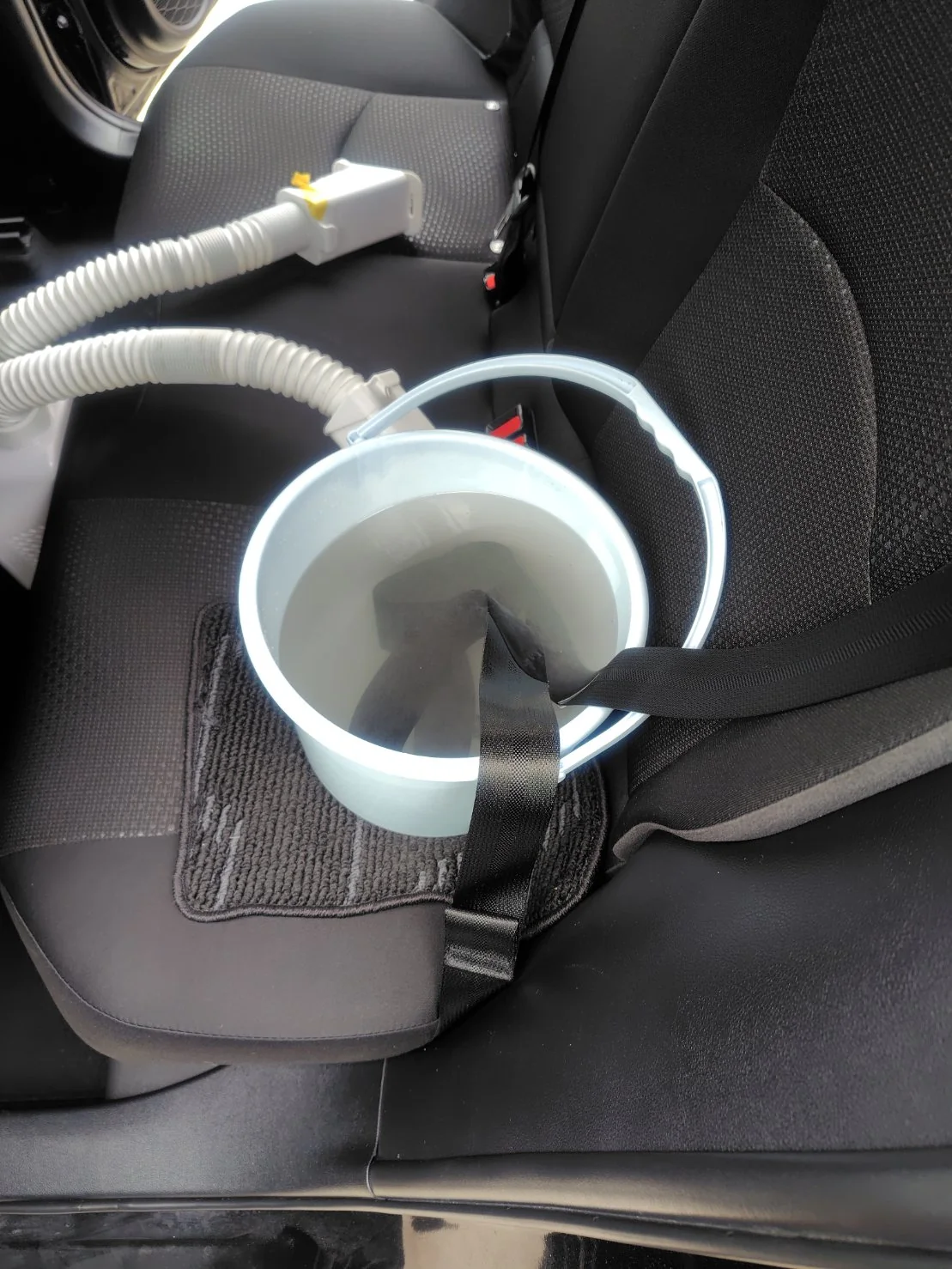 オゾン発生装置を使用したプリウス車内消臭の施工中
